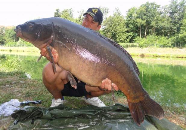 Pesca alla carpa cuoio al laghetto